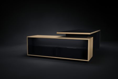HK designs contemporary modern executive desk OAK black fenix
