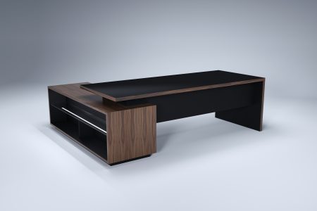 HK designs contemporary modern executive desk WALNUT black fenix