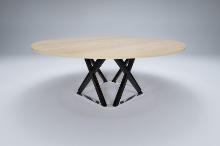 round oak and polished Meeting table